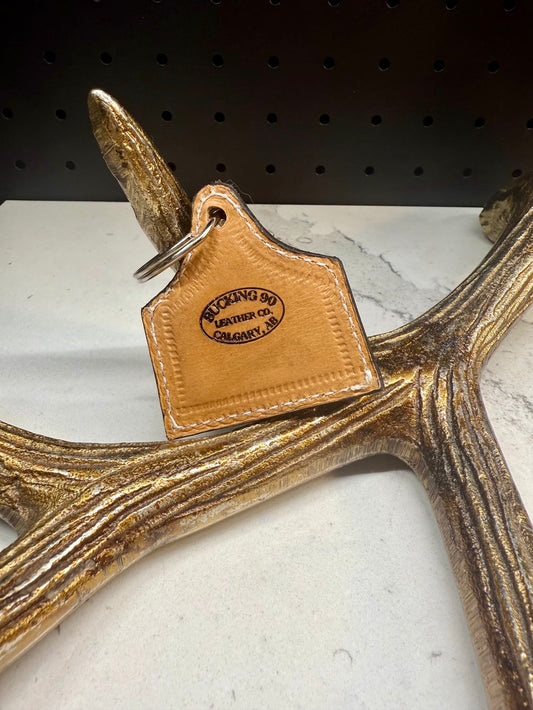 Custom Tooled Eartag Keychain w/ Louis Vuitton Inlay