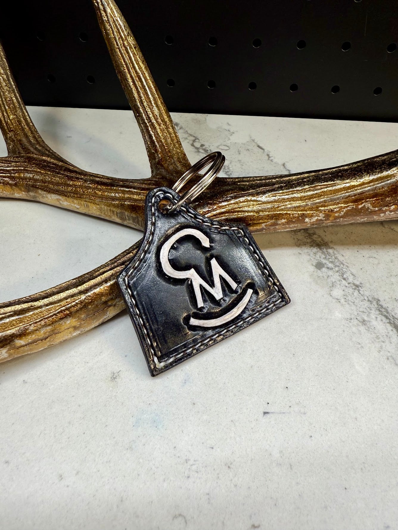 Custom Tooled Eartag Keychain