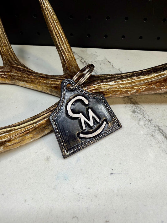 Custom Tooled Eartag Keychain