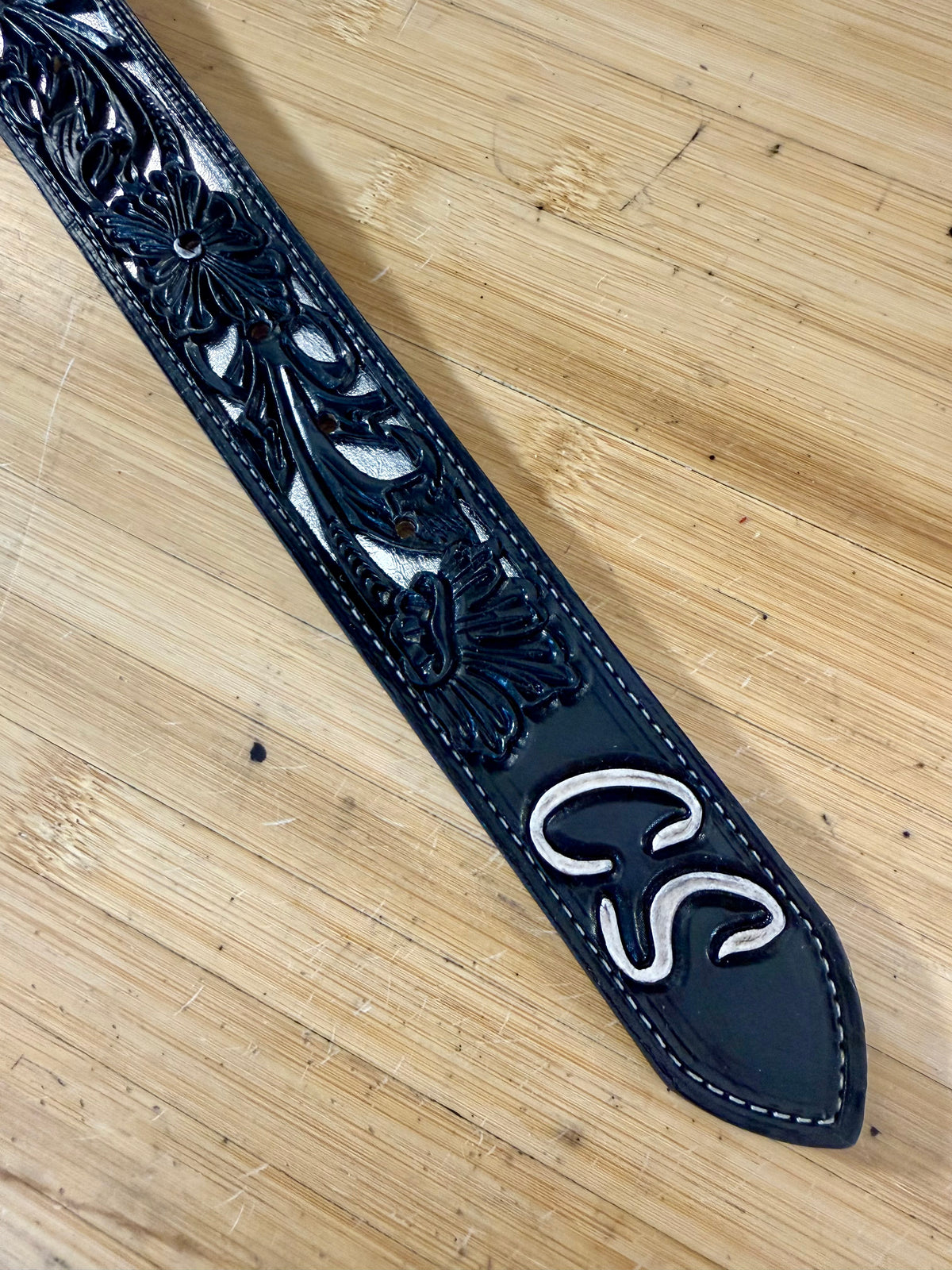 Custom Filigree Floral Belt w/ Alligator Belly Inlay