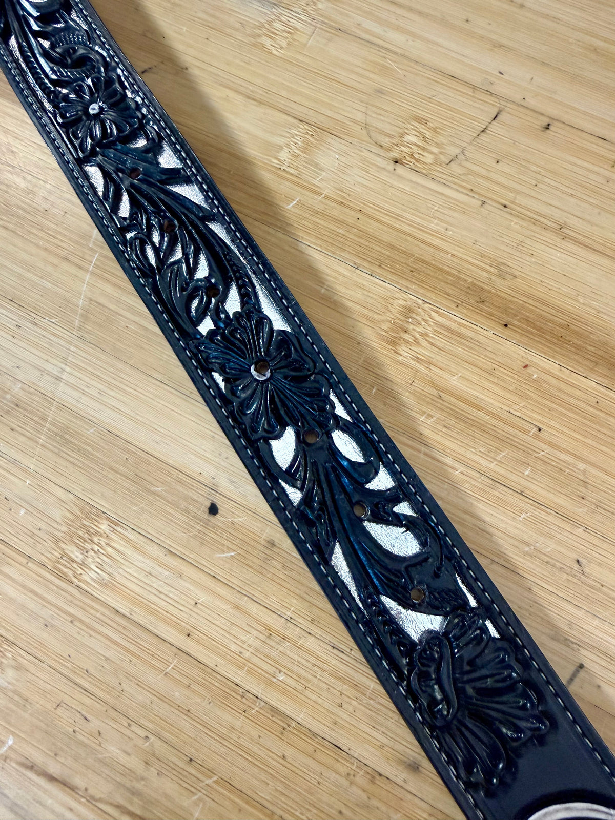 Custom Filigree Floral Belt w/ Alligator Belly Inlay