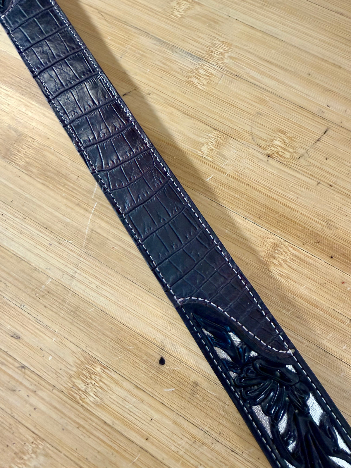 Custom Filigree Floral Belt w/ Alligator Belly Inlay