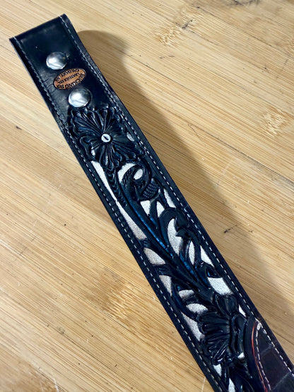 Custom Filigree Floral Belt w/ Alligator Belly Inlay
