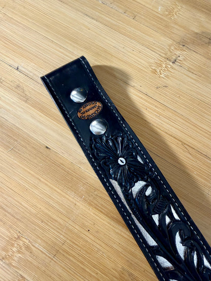 Custom Filigree Floral Belt w/ Alligator Belly Inlay